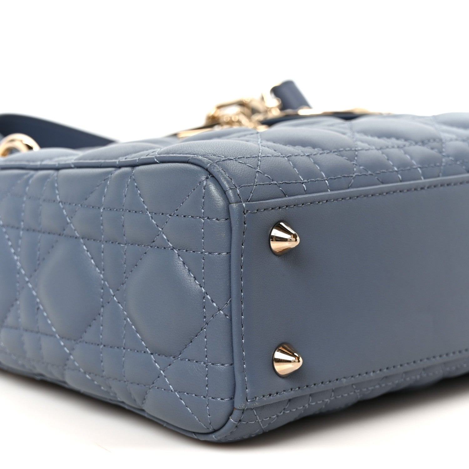 Christian Dior Lambskin Cannage Small My ABCDior Lady Dior Denim Blue 9 of 10
