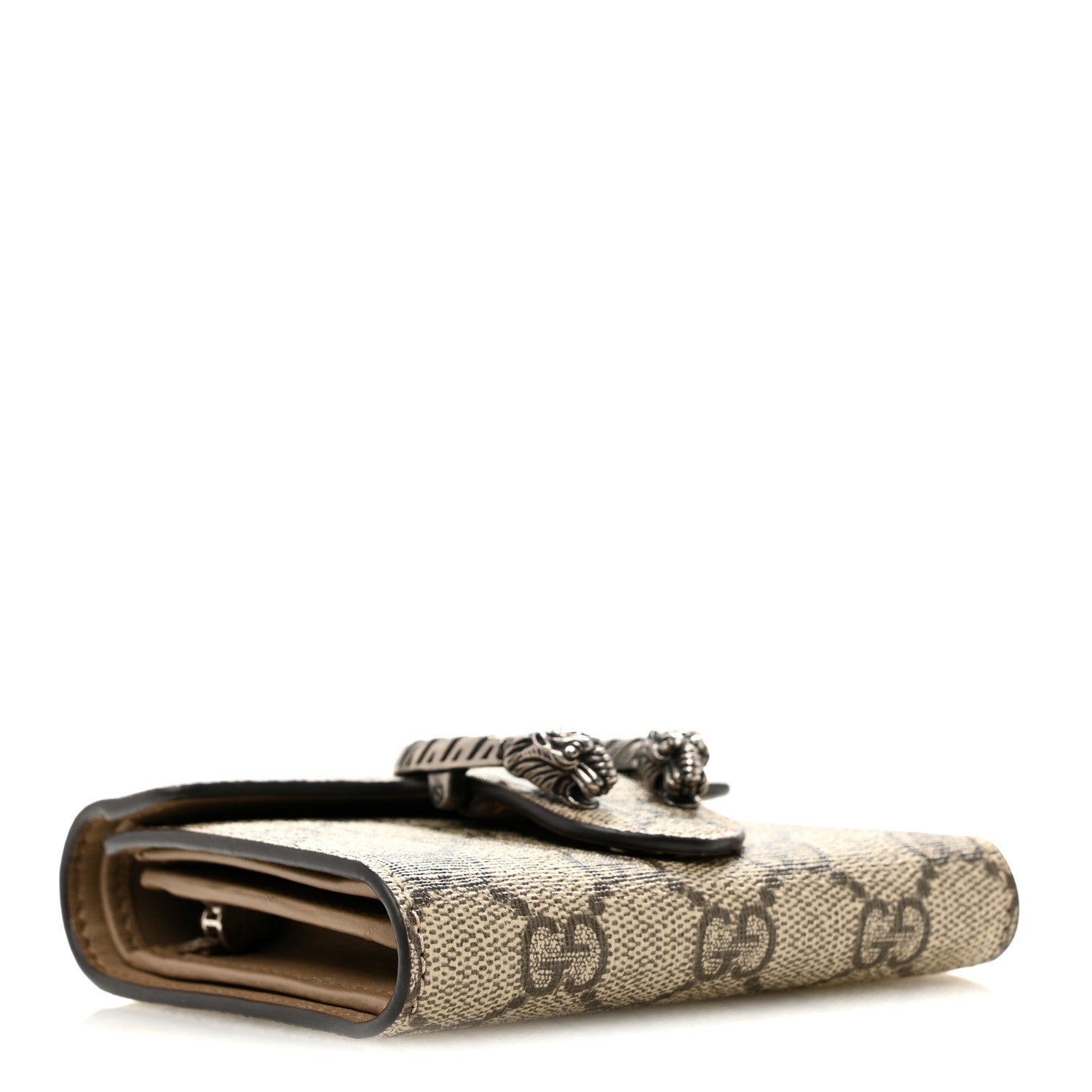 Gucci GG Supreme Monogram Dionysus Card Case Wallet Beige Taupe Beige Taupe 4 of 8