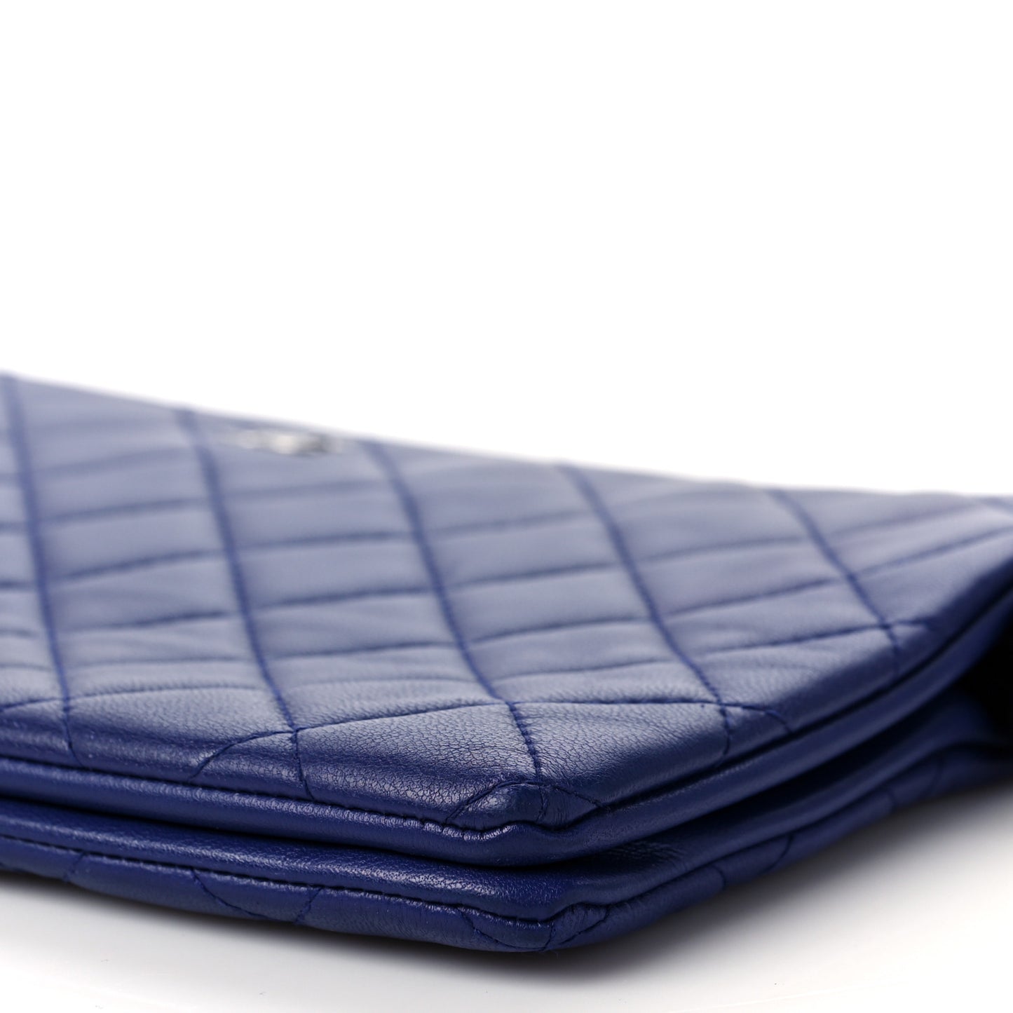 Lambskin Quilted Large Zipped Clutch Blue