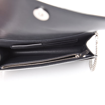 Christian Dior Metallic Patent Micro-Cannage Diorama Wallet on Chain Pouch Silver 4 of 12
