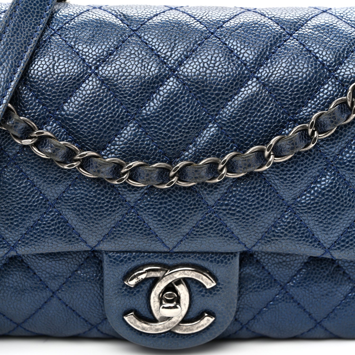 Chanel Iridescent Caviar Quilted Jumbo Easy Flap Dark Blue 15 of 21