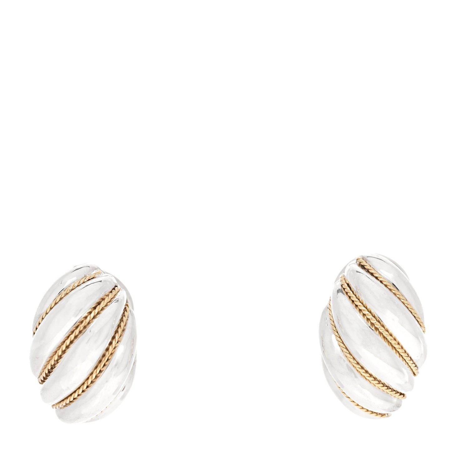 Sterling Silver 18K Yellow Gold Rope Dome Earrings