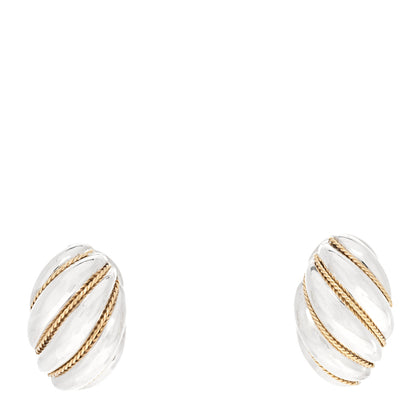 Tiffany Sterling Silver 18K Yellow Gold Rope Dome Earrings 1 of 5