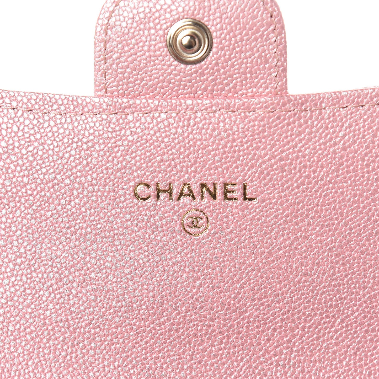 Iridescent Caviar Quilted Medium Flap Wallet Rose Pink
