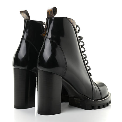 Louis Vuitton Patent Calfskin Monogram Star Trail Ankle Boots 37.5 Black 4 of 7