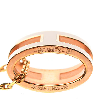 Hermes Lacquered Rose Gold Pop H Pendant Necklace Marron Glace 5 of 6