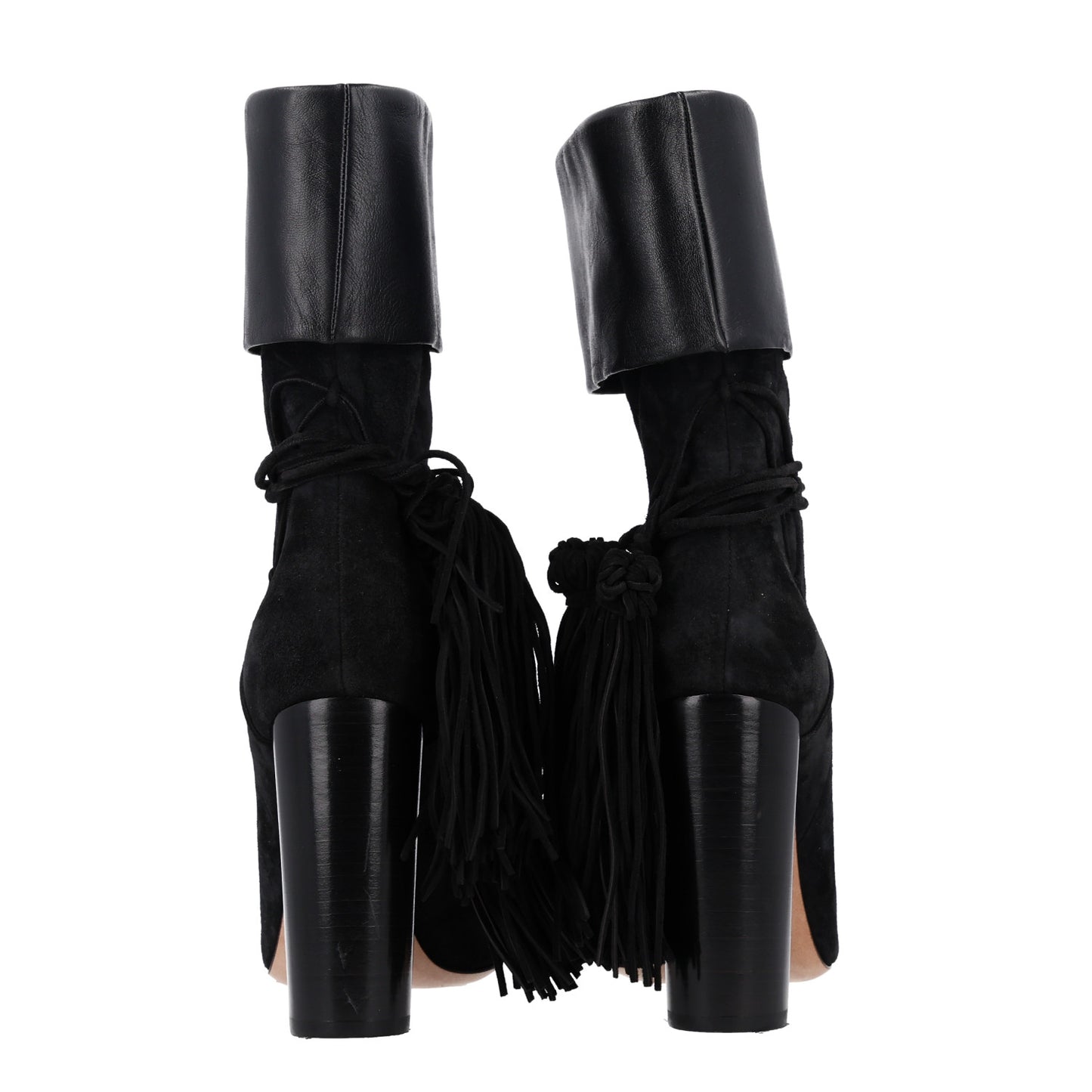 Calfskin Suede Tanger Tassel Boot 37.5 Black