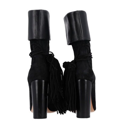 Saint Laurent Calfskin Suede Tanger Tassel Boot 37.5 Black 6 of 11