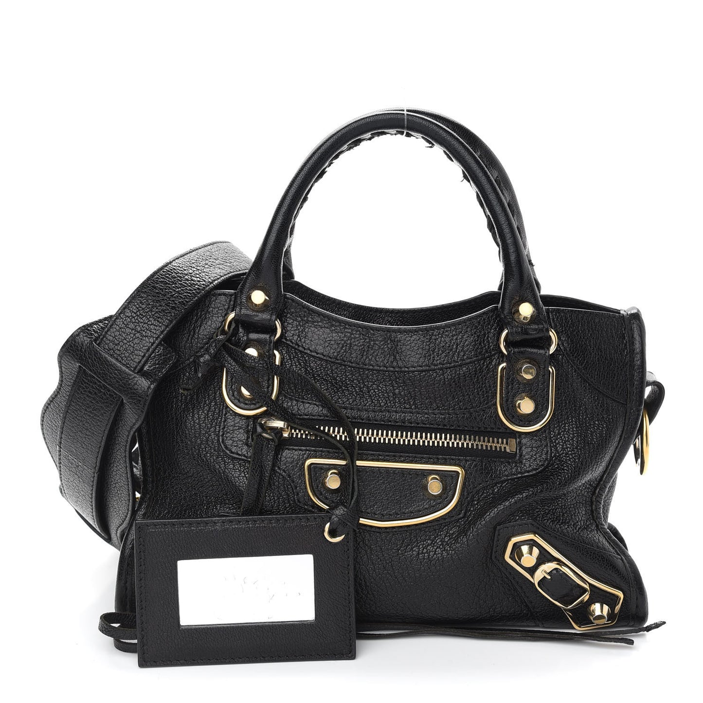 Chevre Gold Metallic Edge Hardware Mini City Black