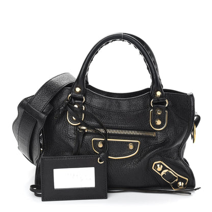 Balenciaga Chevre Gold Metallic Edge Hardware Mini City Black 1 of 11