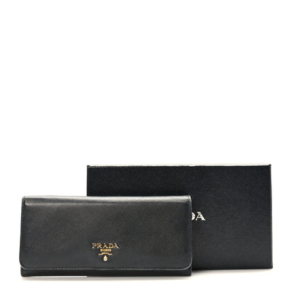 Prada Saffiano Metal Continental Flap Wallet Black 8 of 8