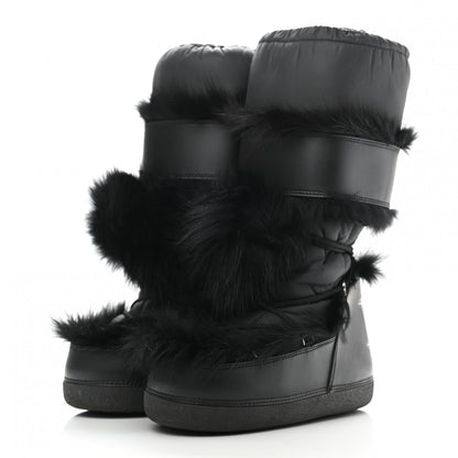 Christian Dior Canvas Calfskin Fur Womens Moon Boots 35-37 Black 3 of 10