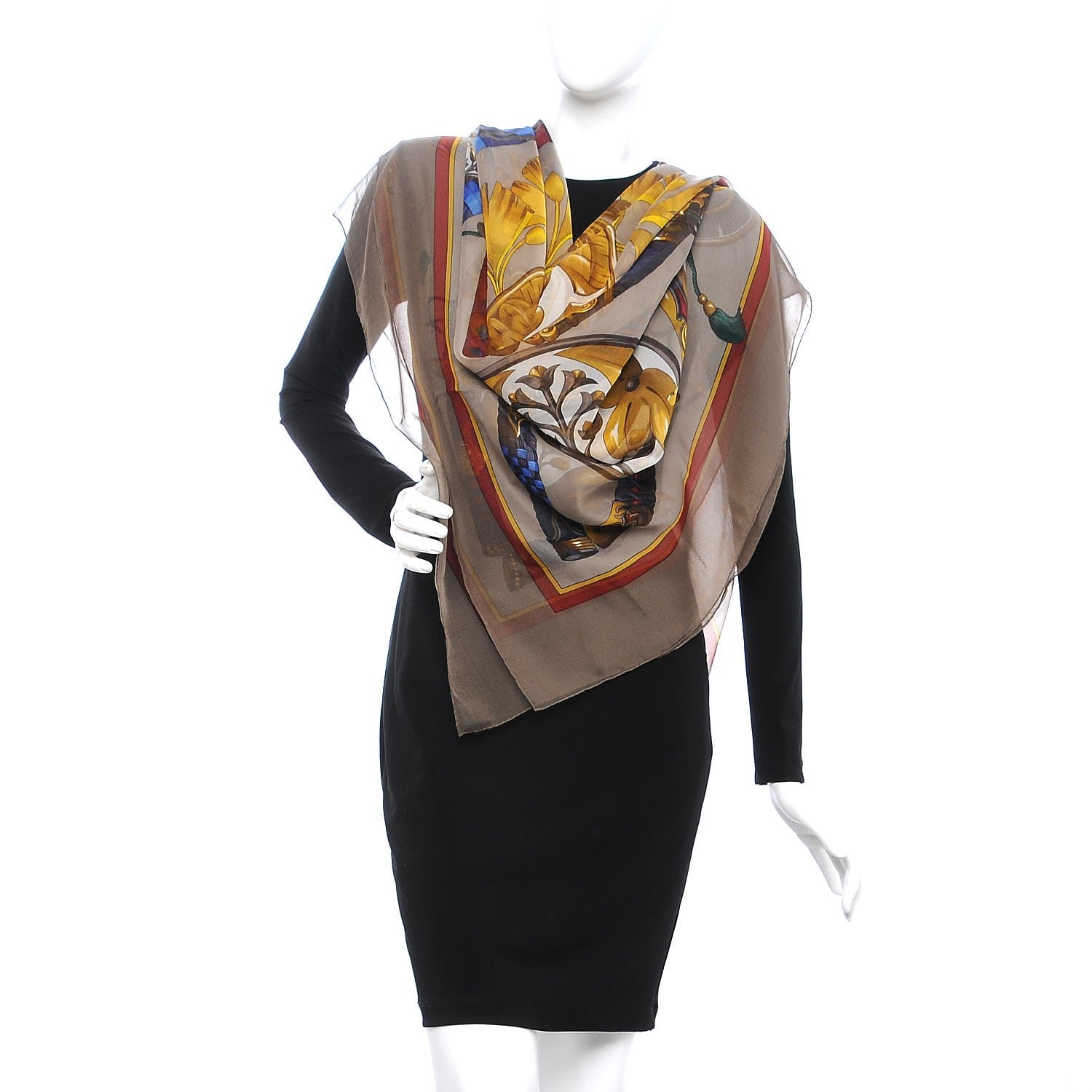 Hermes Silk Chiffon Daimyo Princes Du Soleil Levant Shawl 140 2 of 6