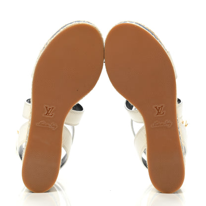 Louis Vuitton Calfskin Boundary Wedge Sandals 38 White 5 of 8