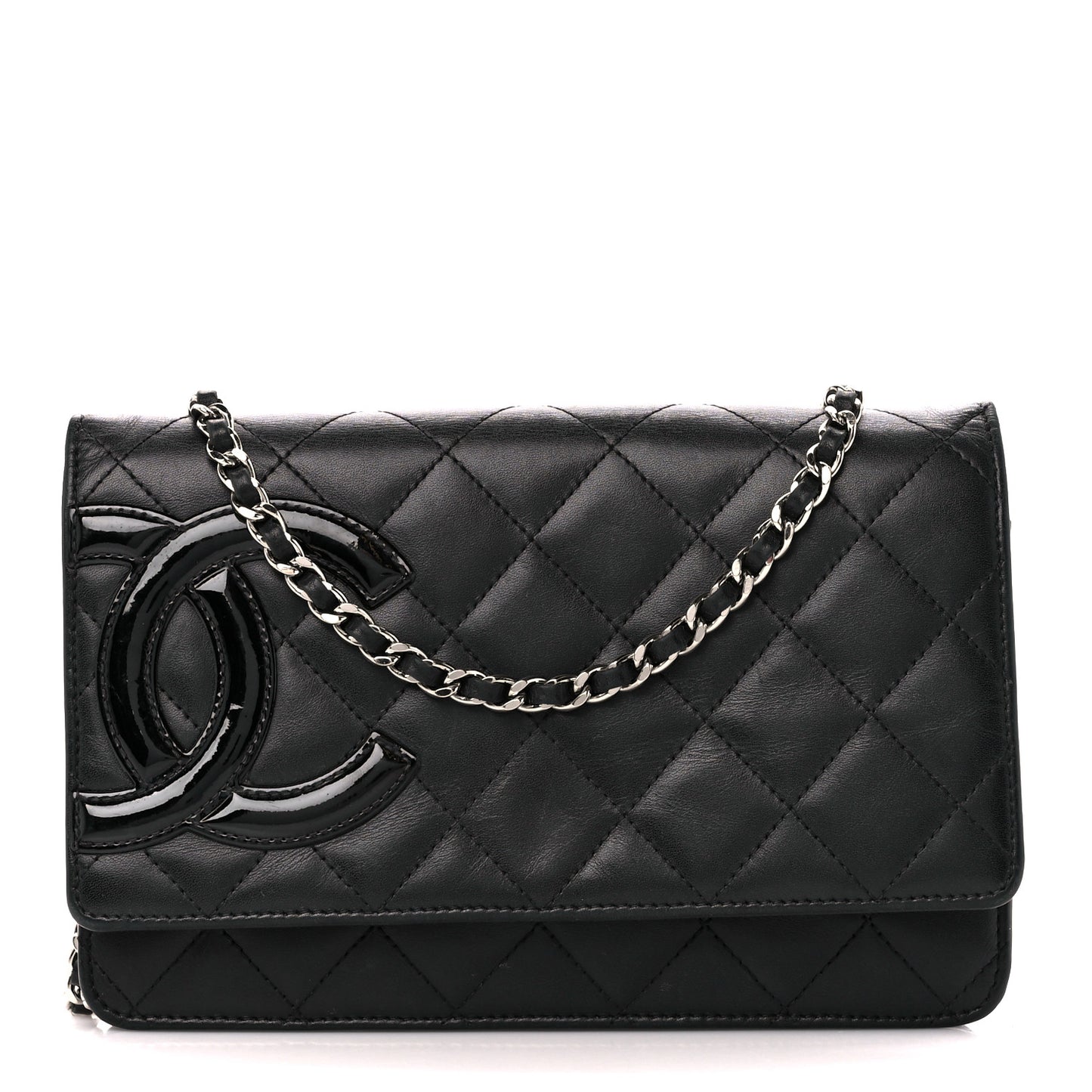Calfskin Quilted Cambon Wallet on Chain WOC Black