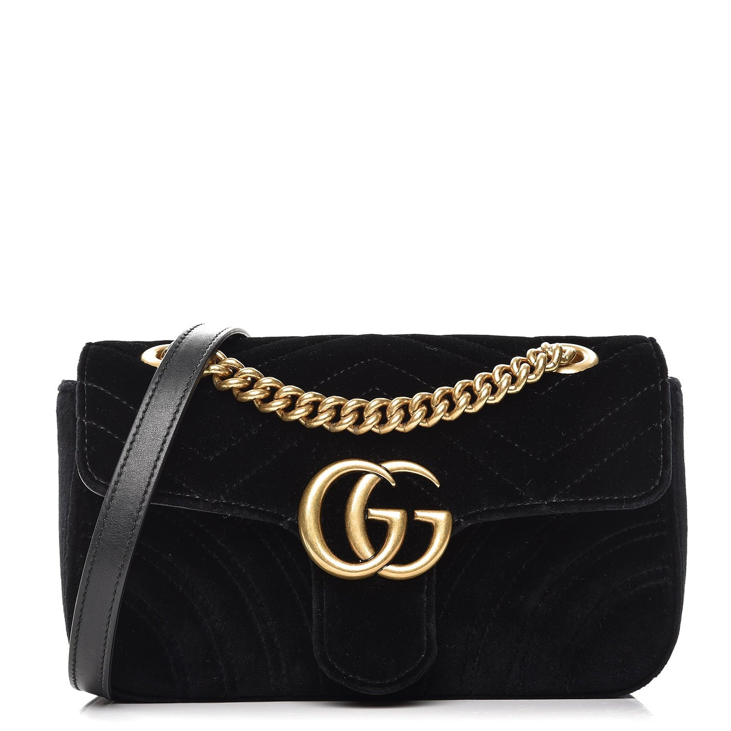 Velvet Matelasse Mini GG Marmont Shoulder Bag Black