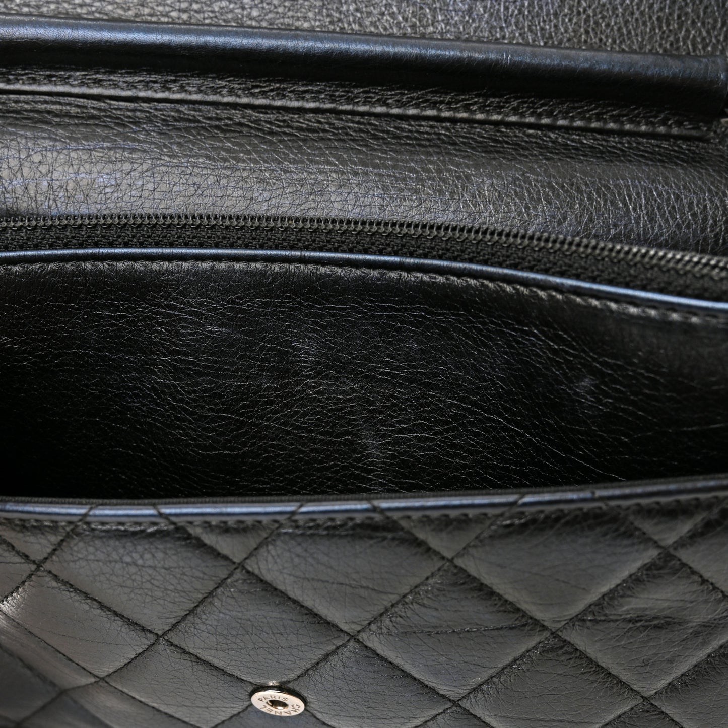 Metallic Calfskin Quilted Boy Wallet On Chain WOC Navy Blue