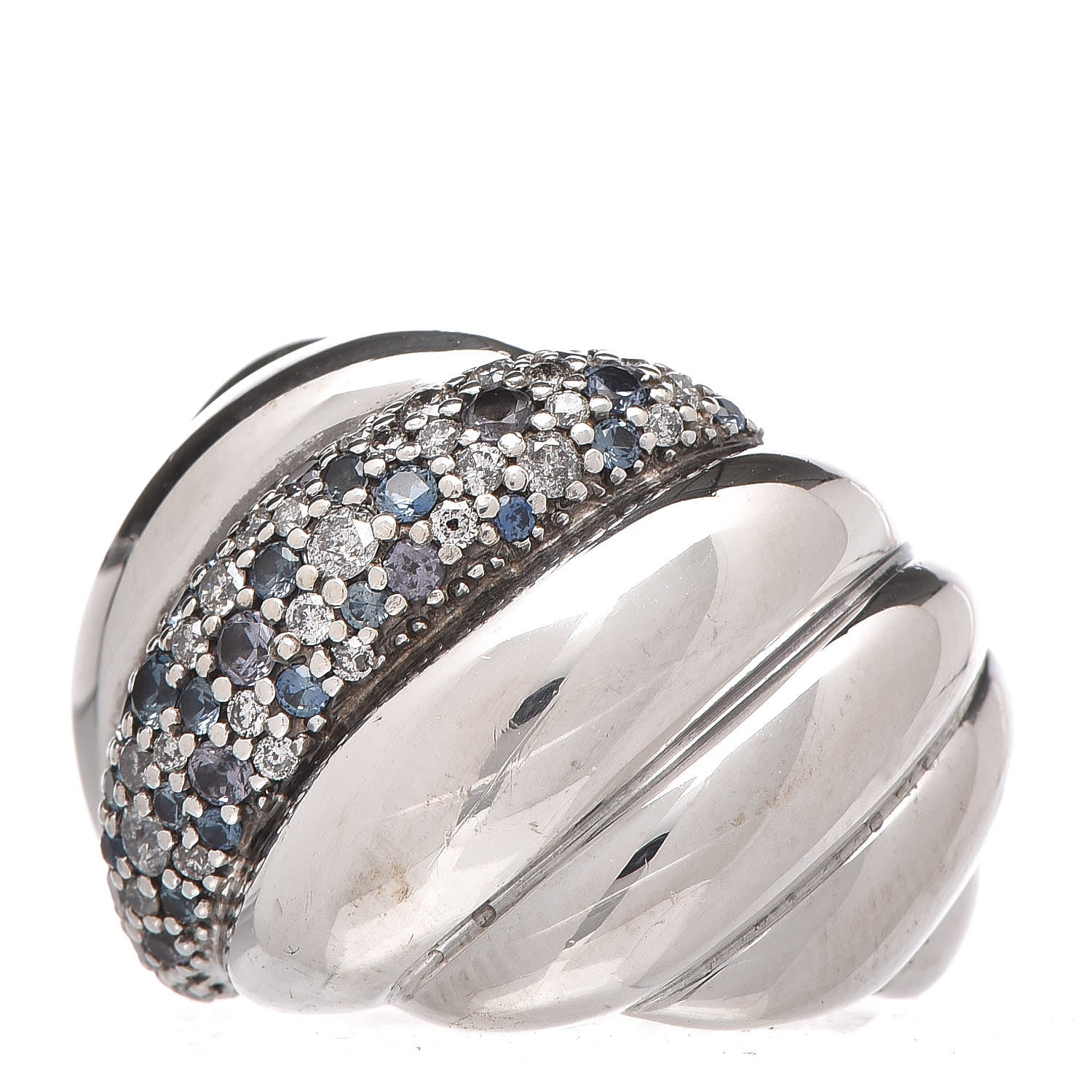 David Yurman Sterling Silver Diamond Topaz Sculpted Cable Ring 51 5.75 3 of 5