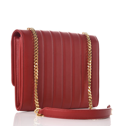 Saint Laurent Lambskin Matelasse Monogram Vicky Chain Wallet Rouge Eros 3 of 11
