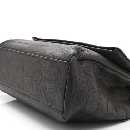 Saint Laurent Calfskin Crocodile Embossed Medium West Hollywood Monogram Fold-Over Earth 10 of 10