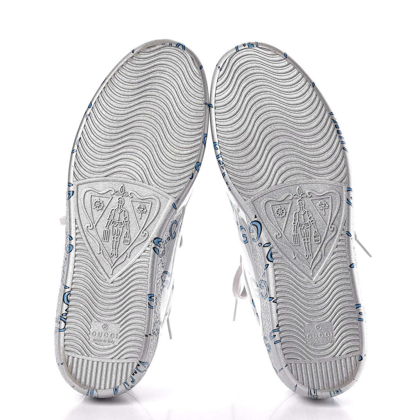 Miro Rubber Wax GucciGhost Print Mens New Ace Sneakers 9 Silver