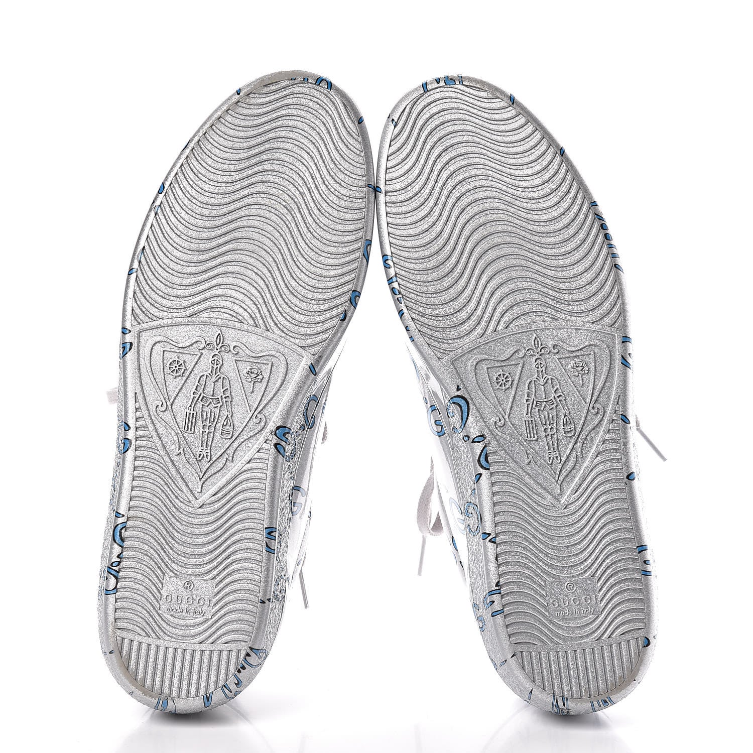 Gucci Miro Rubber Wax GucciGhost Print Mens New Ace Sneakers 9 Silver 5 of 13