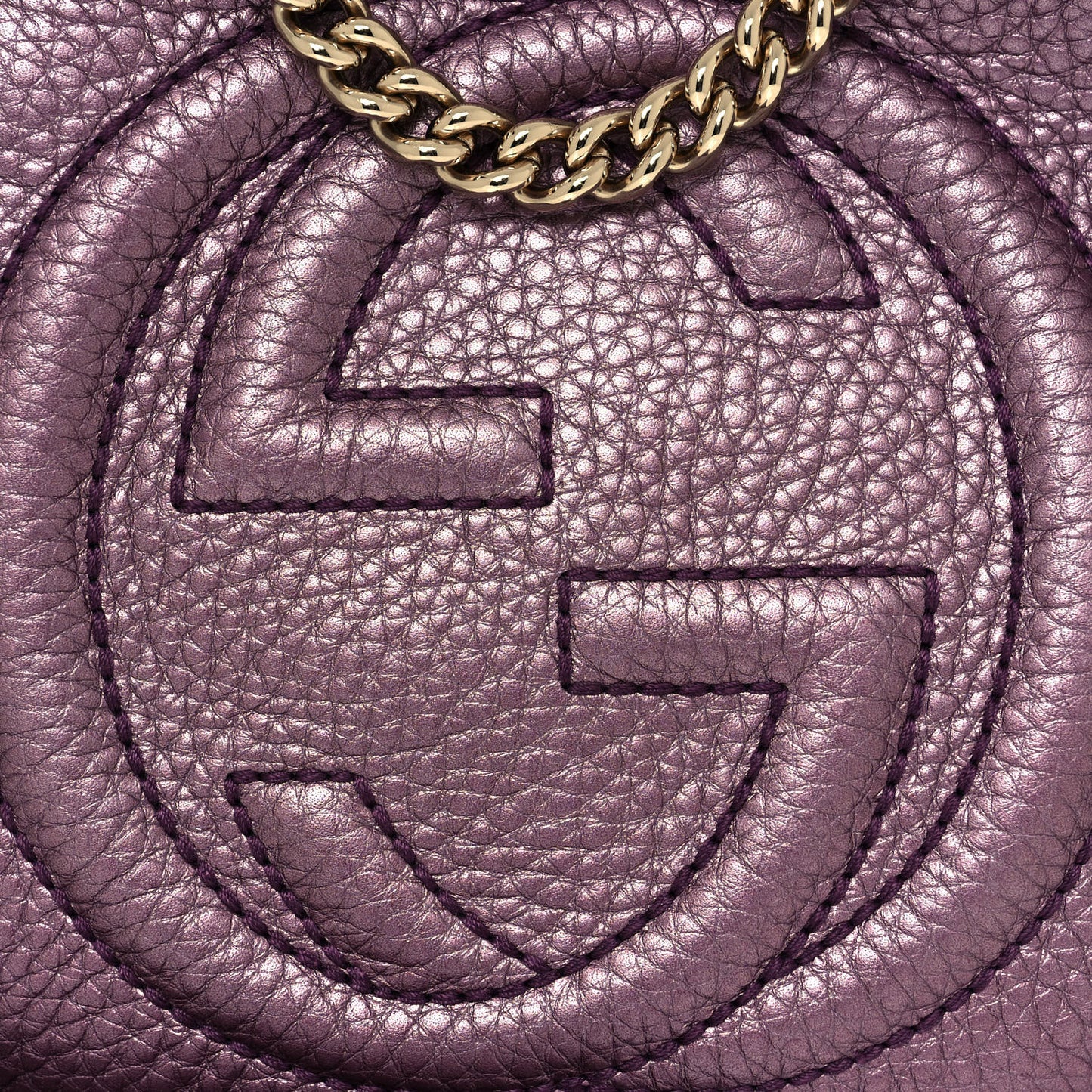 Metallic Pebbled Calfskin Mini Soho Chain Bag Purple