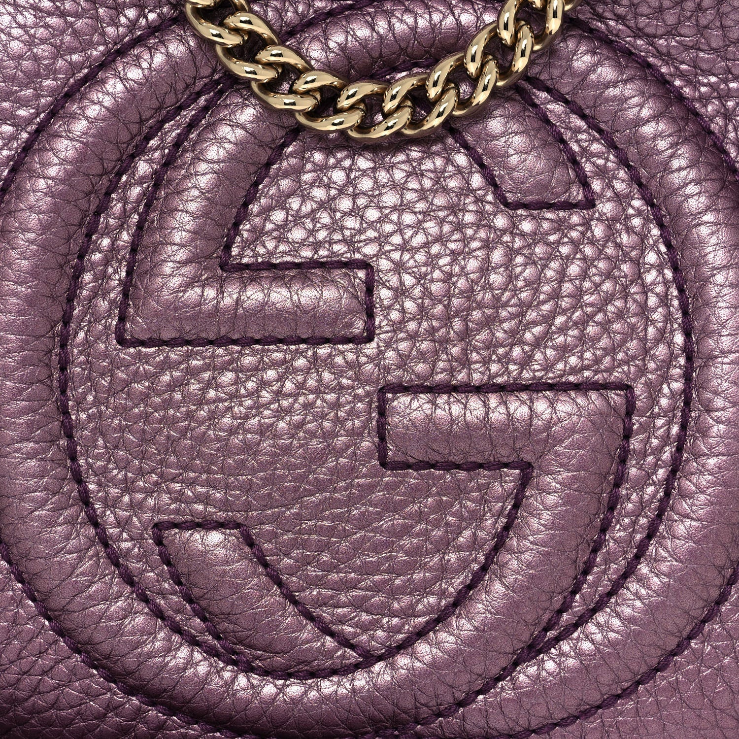 Gucci Metallic Pebbled Calfskin Mini Soho Chain Bag Purple 9 of 14