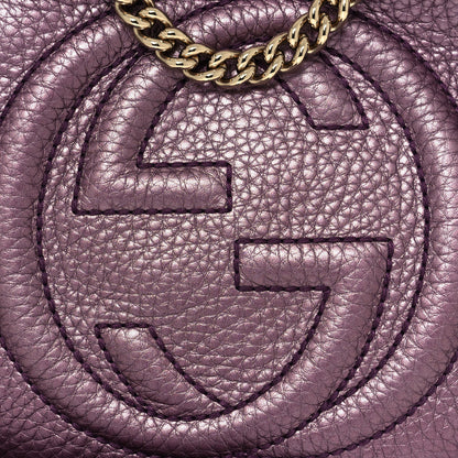 Gucci Metallic Pebbled Calfskin Mini Soho Chain Bag Purple 9 of 14