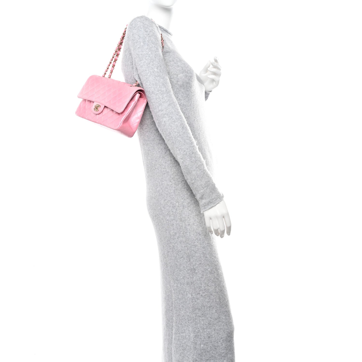 Chanel Cloudy Pearly Goatskin Quilted Medium Double Flap Pink 2 of 11