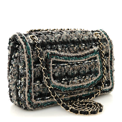 Chanel Tweed Braid Medium Flap Turquoise Multicolor 3 of 11