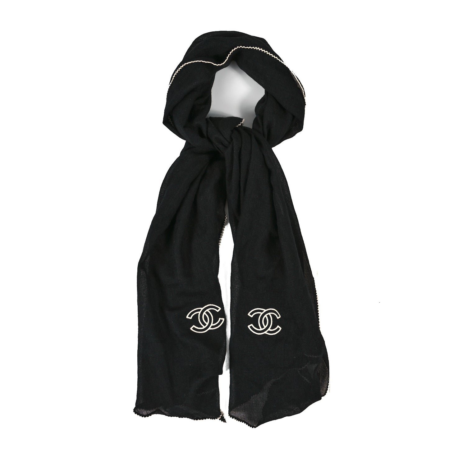Cashmere CC Stole Black White