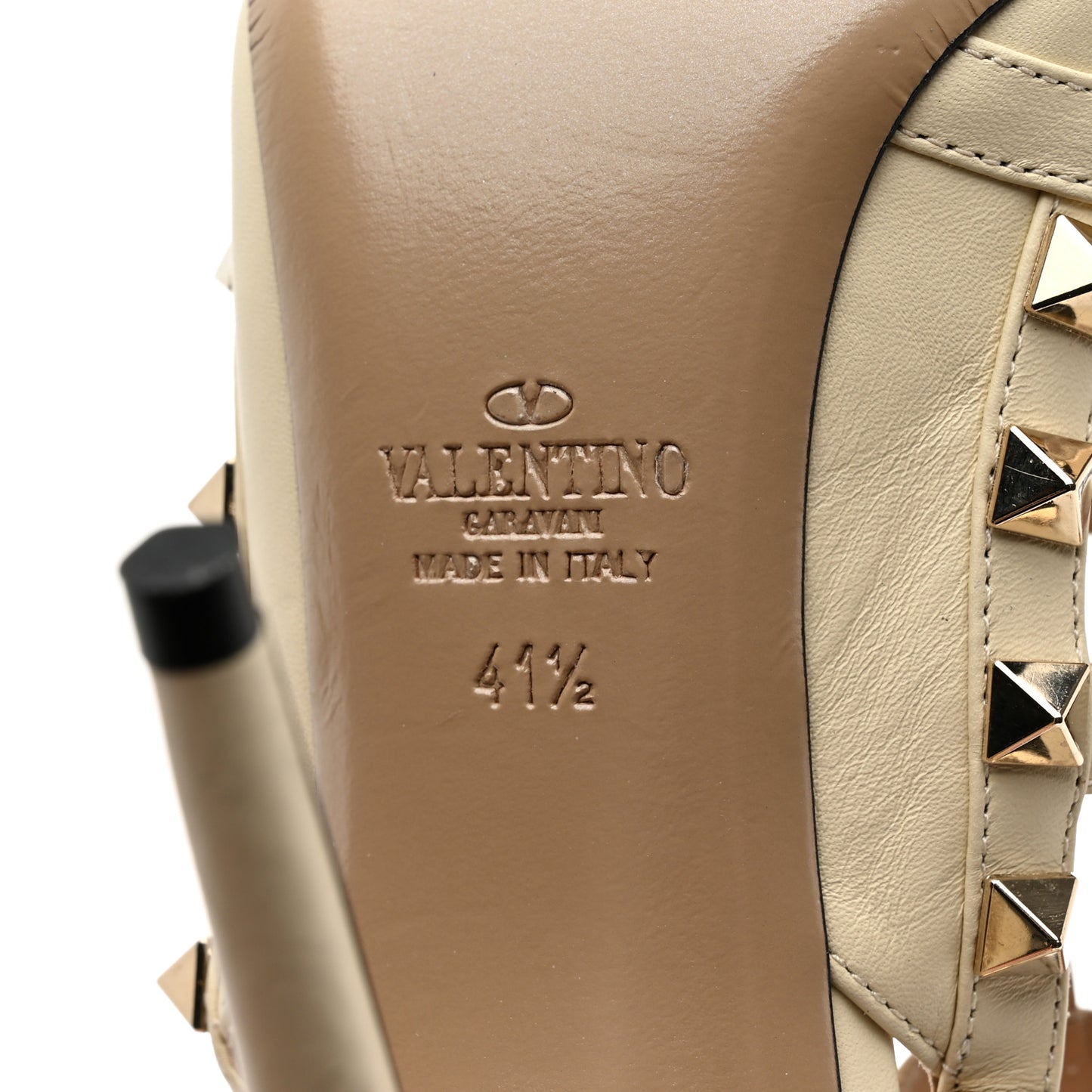 Calfskin Rockstud Ankle Strap 100mm Pumps 41.5 Ivory