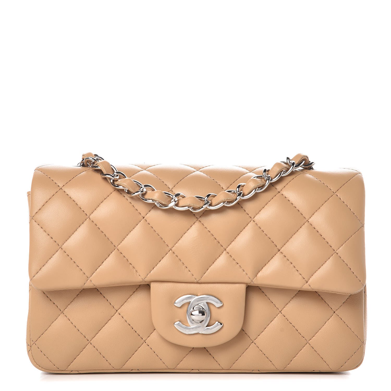 Chanel Lambskin Quilted Mini Rectangular Flap Beige 1 of 10