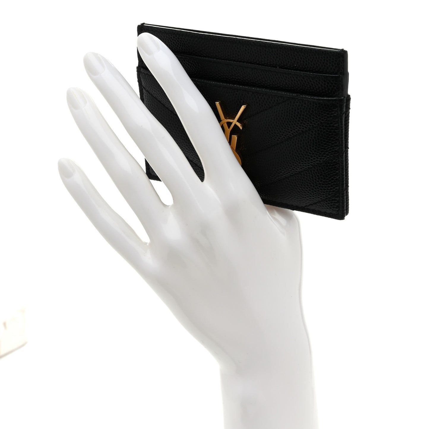 Grain De Poudre Matelasse Chevron Monogram Credit Card Case Black
