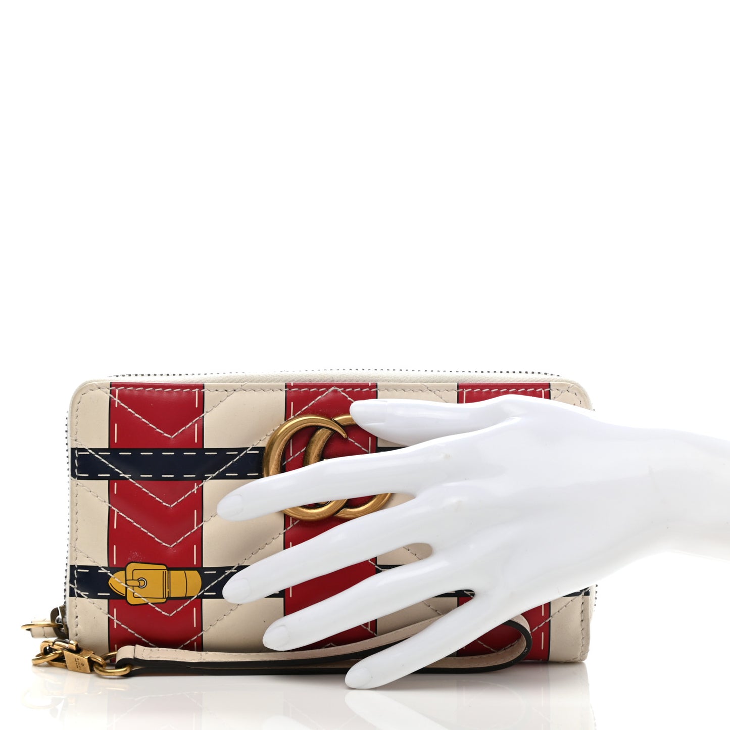 Calfskin Matelasse Trompe L'Oeil Print GG Marmont Zip Around Wallet
