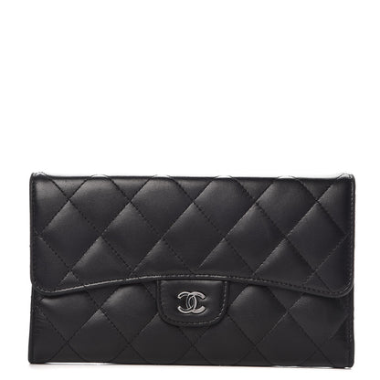Chanel Lambskin Quilted Large Flap Wallet Black 1 of 8