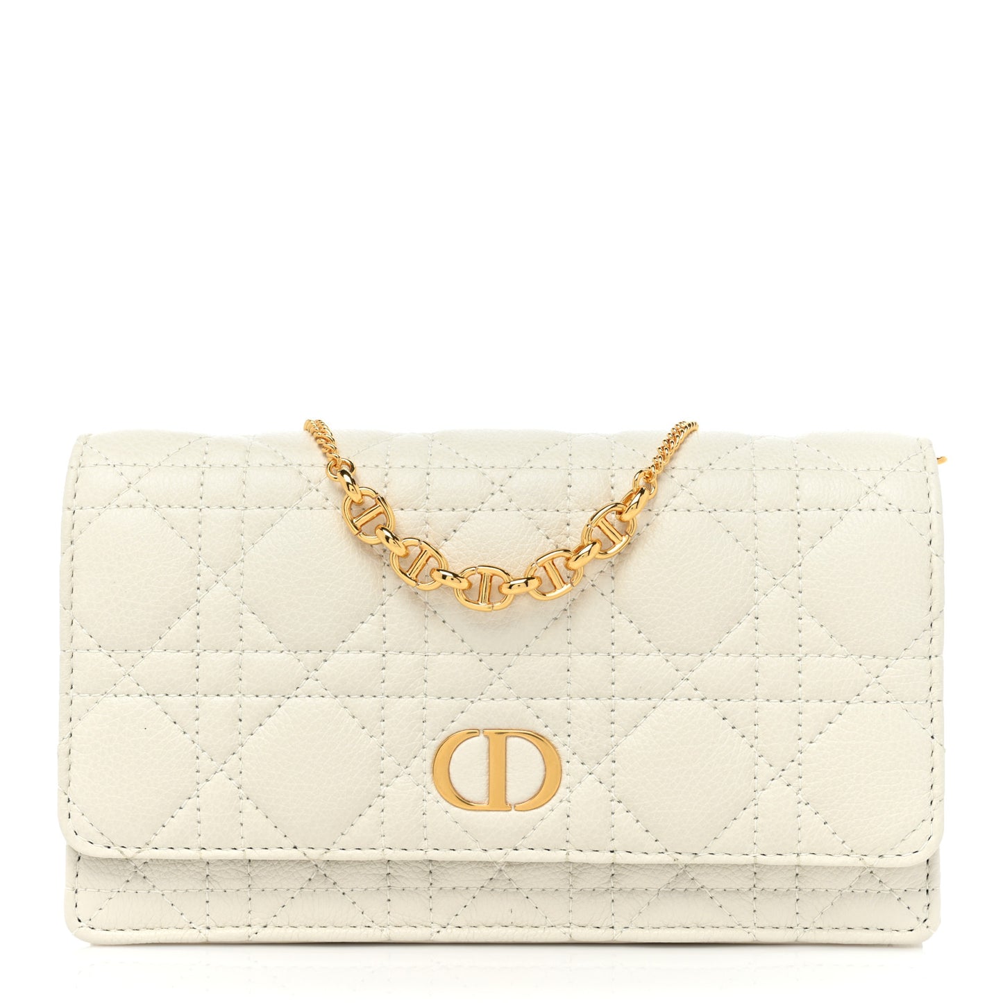 Supple Calfskin Caro Pouch with Chain Latte