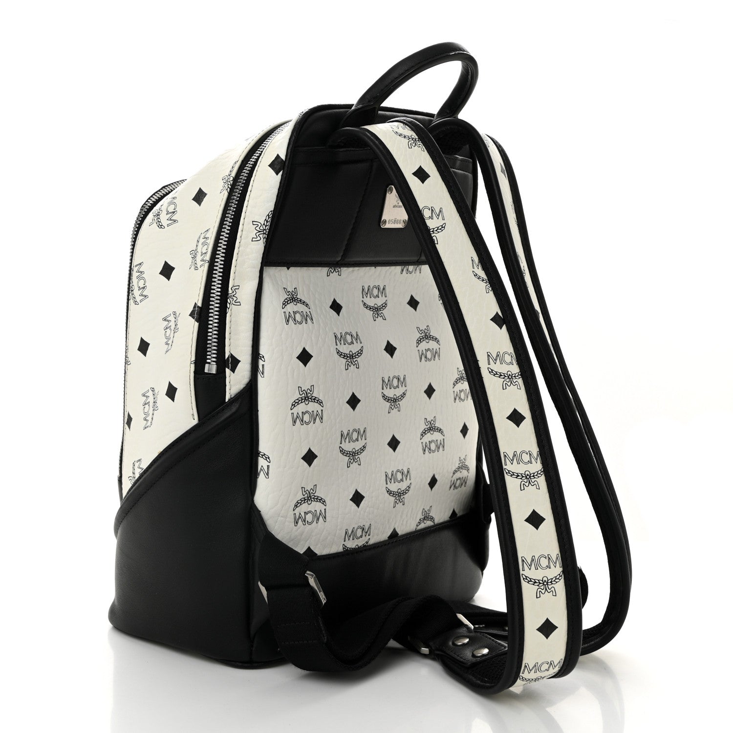 MCM Visetos Small Duke Backpack White Black 3 of 10