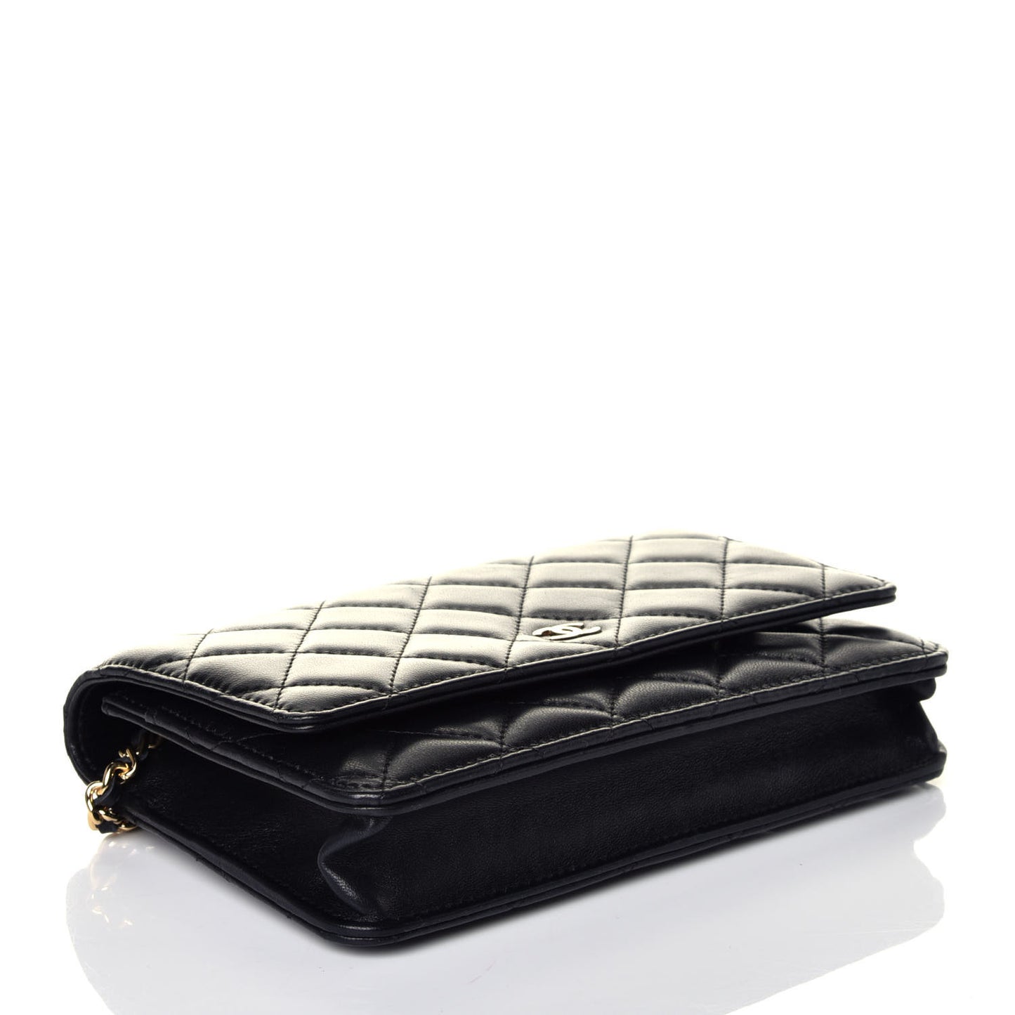 Lambskin Quilted Wallet On Chain WOC Black