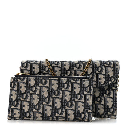 Christian Dior Oblique Small Saddle Chain Pouch Blue 3 of 12