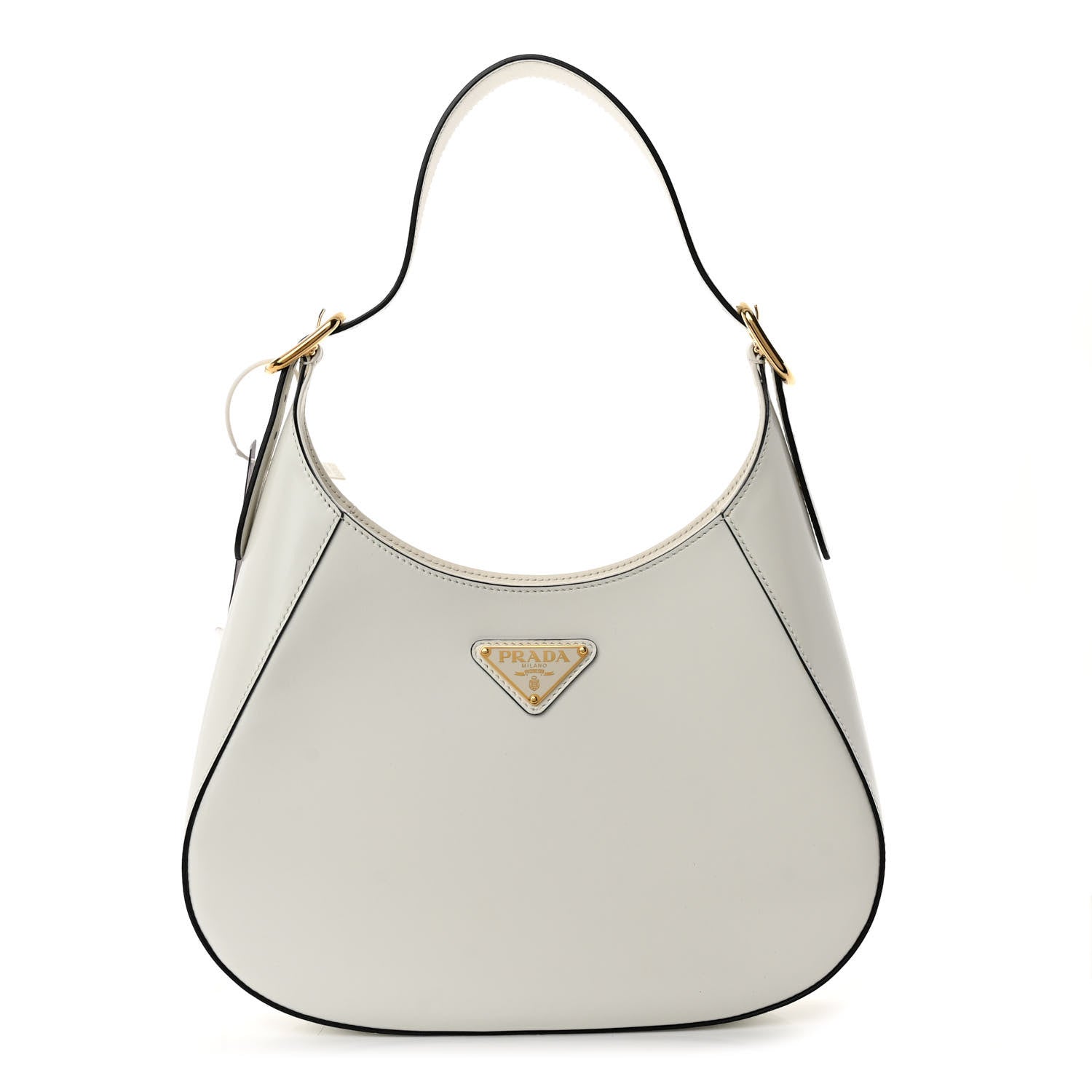 Prada Box Calfskin Shoulder Bag White Black 1 of 9