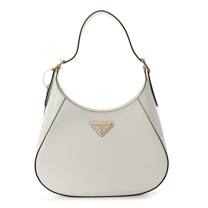 Prada Box Calfskin Shoulder Bag White Black 1 of 9