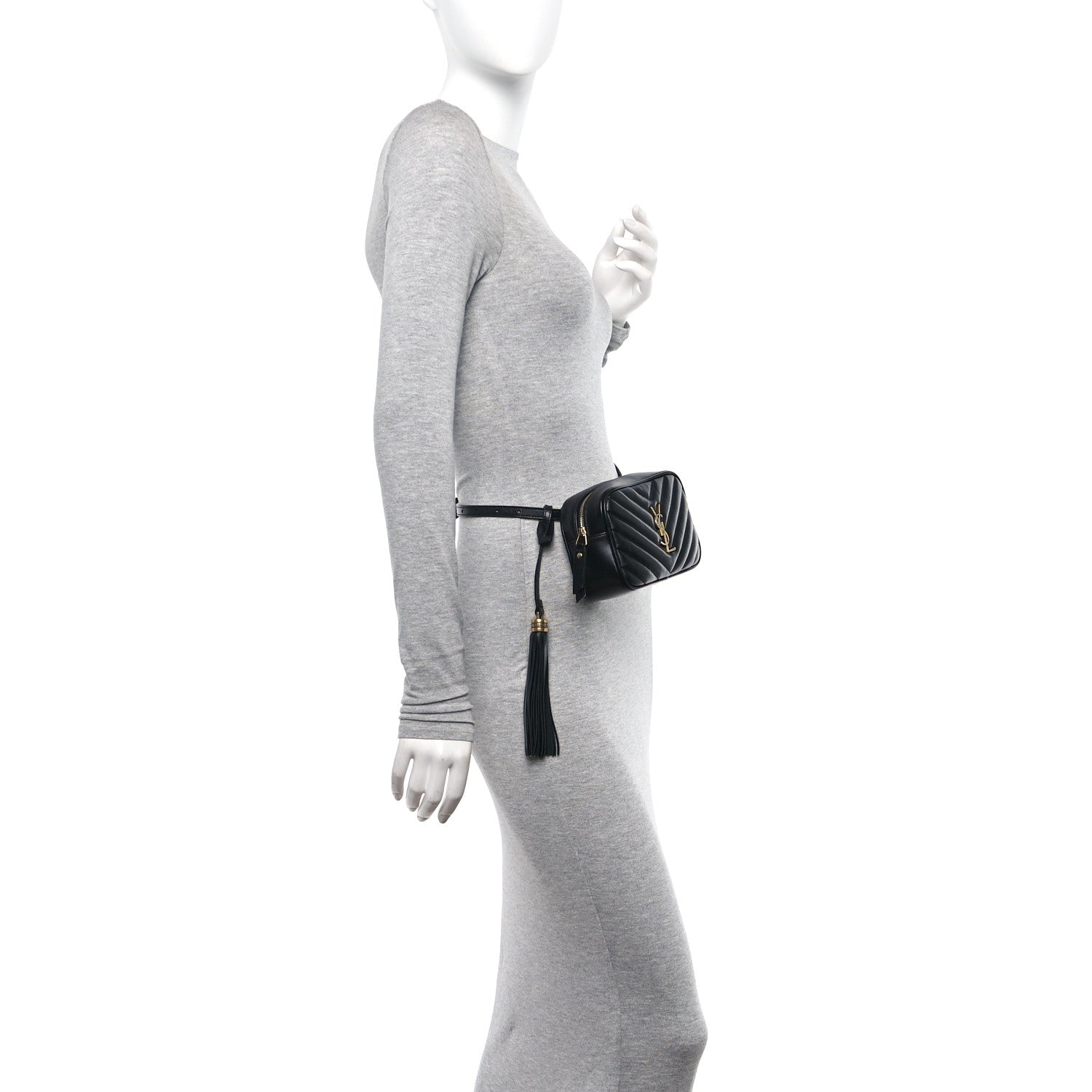 Saint Laurent Calfskin Matelasse Monogram Lou Belt Bag Black 2 of 10