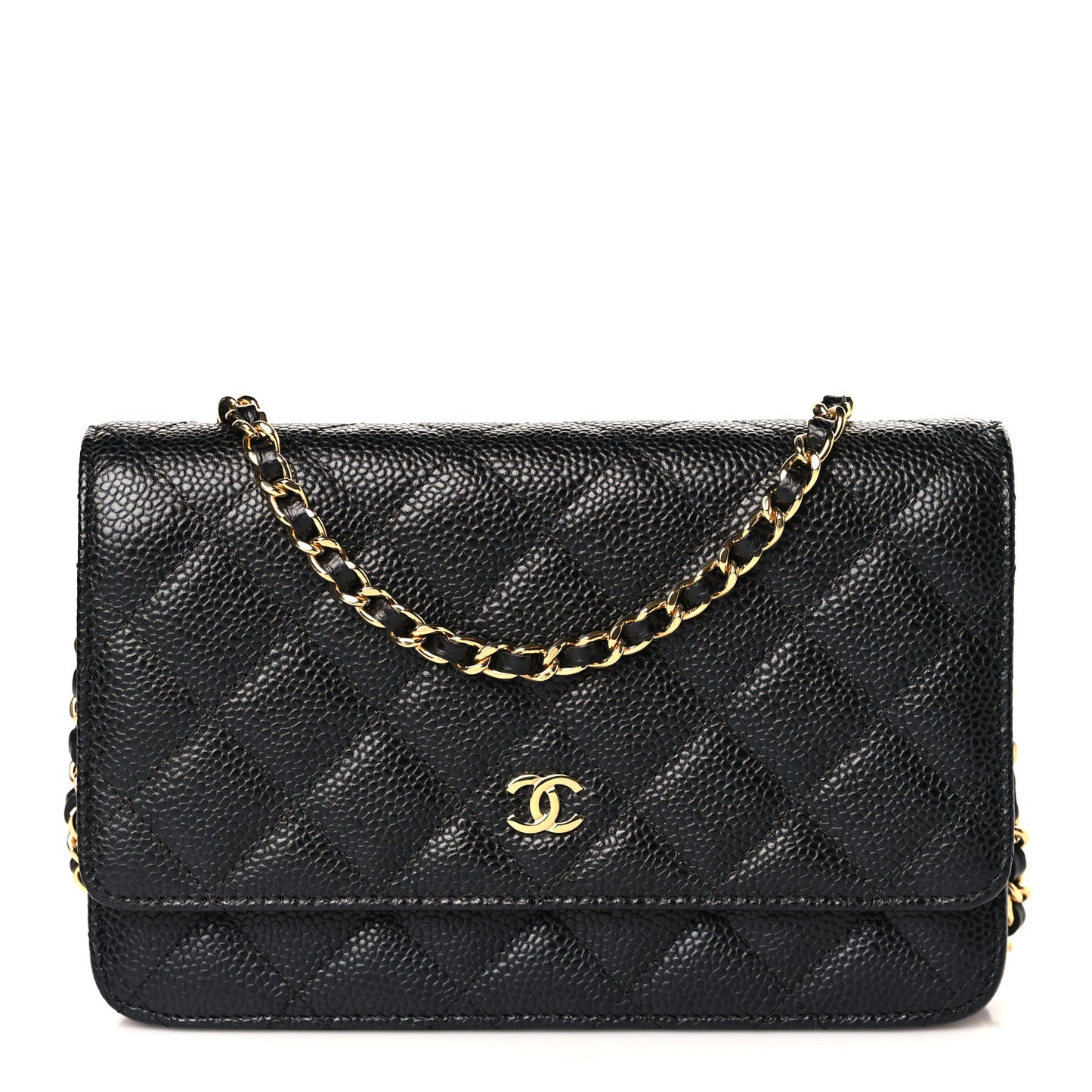 Caviar Quilted Wallet on Chain WOC Black