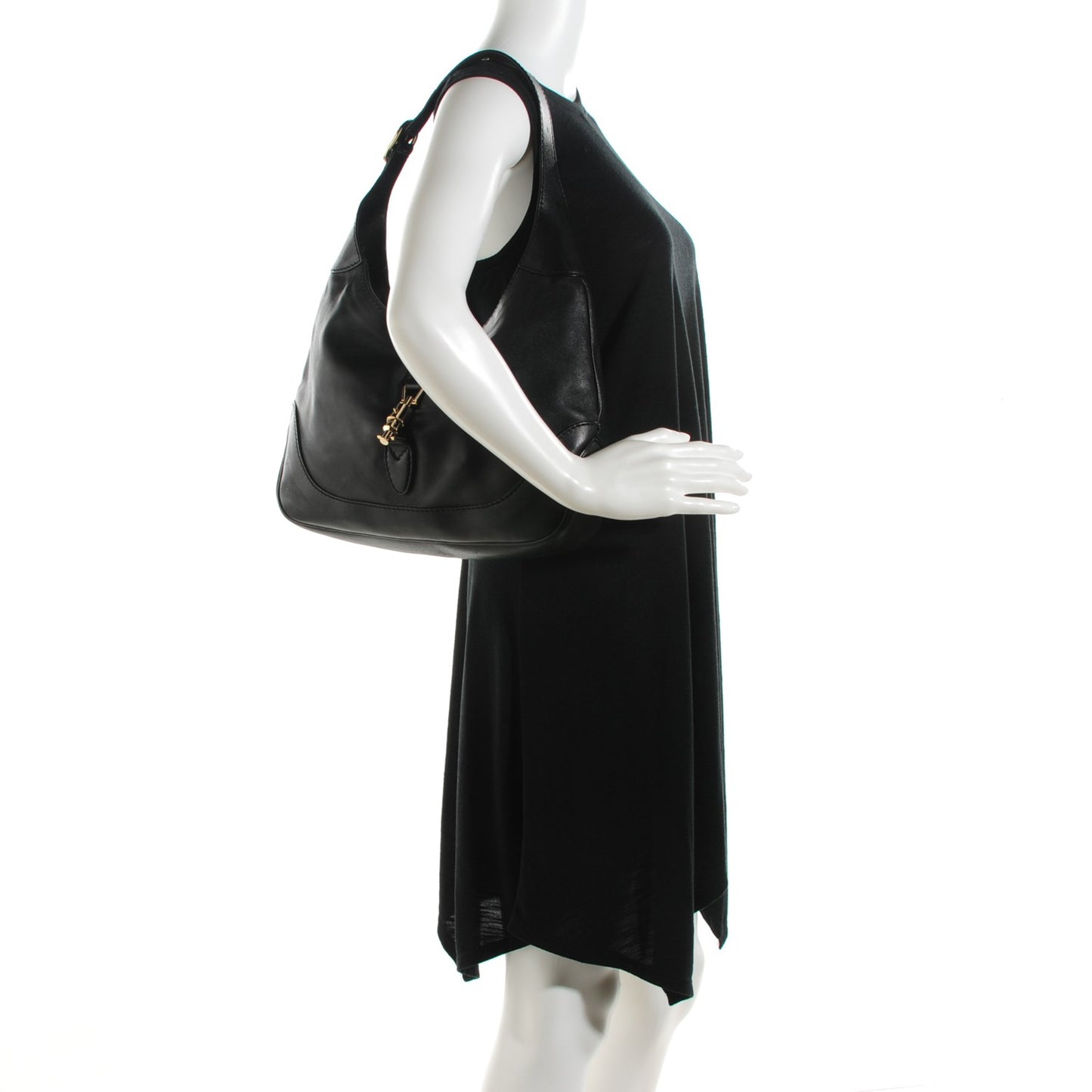 Calfskin Medium New Jackie Shoulder Bag Black
