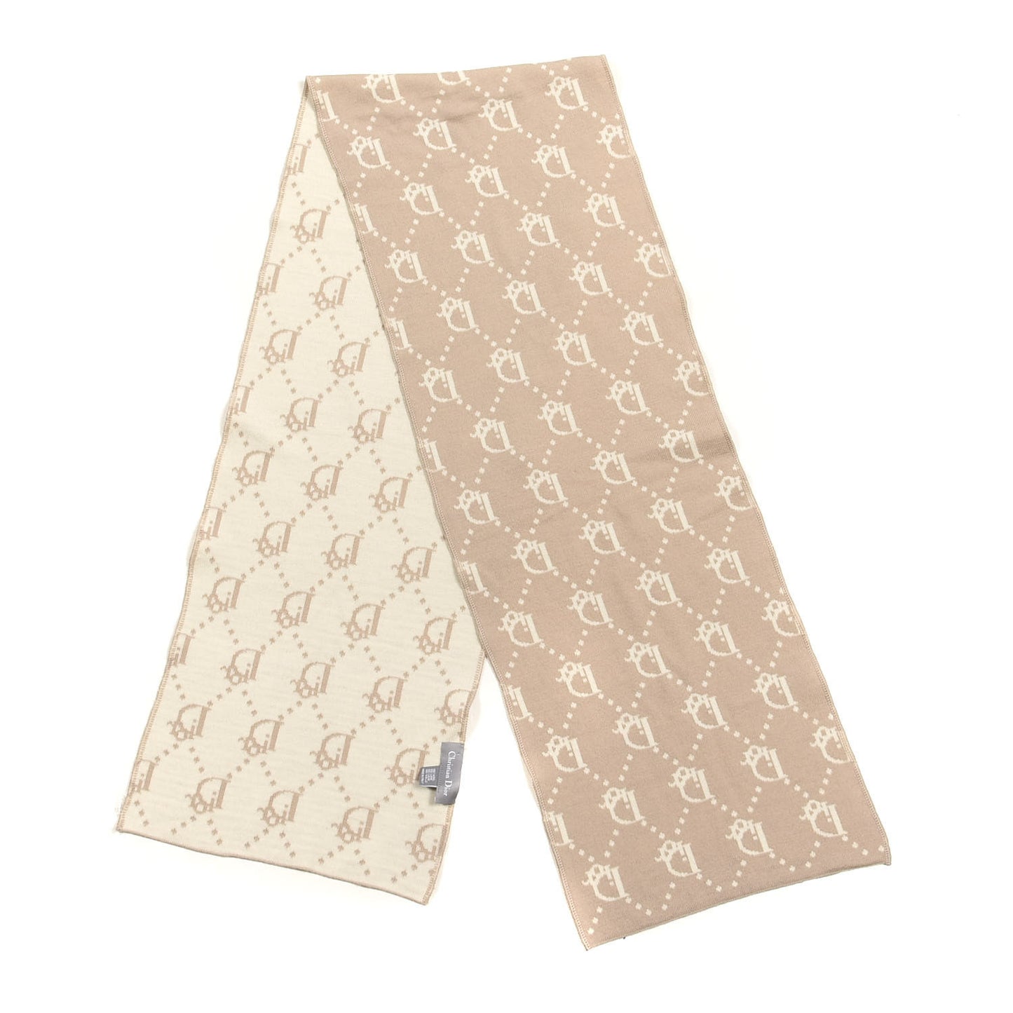 Wool Logo Scarf Beige White