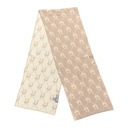 Christian Dior Wool Logo Scarf Beige White 2 of 3