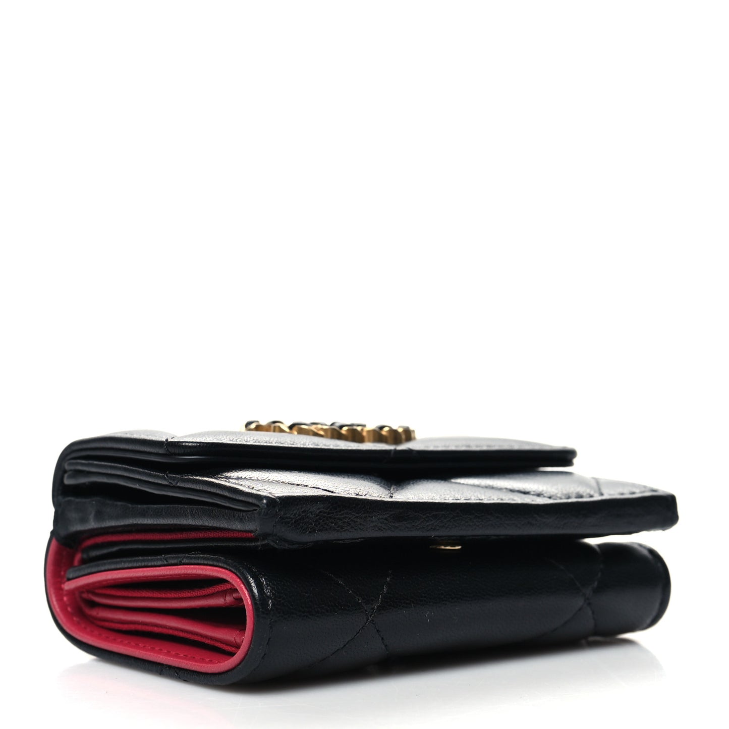 Lambskin Quilted Small Chanel 19 Flap Wallet Black