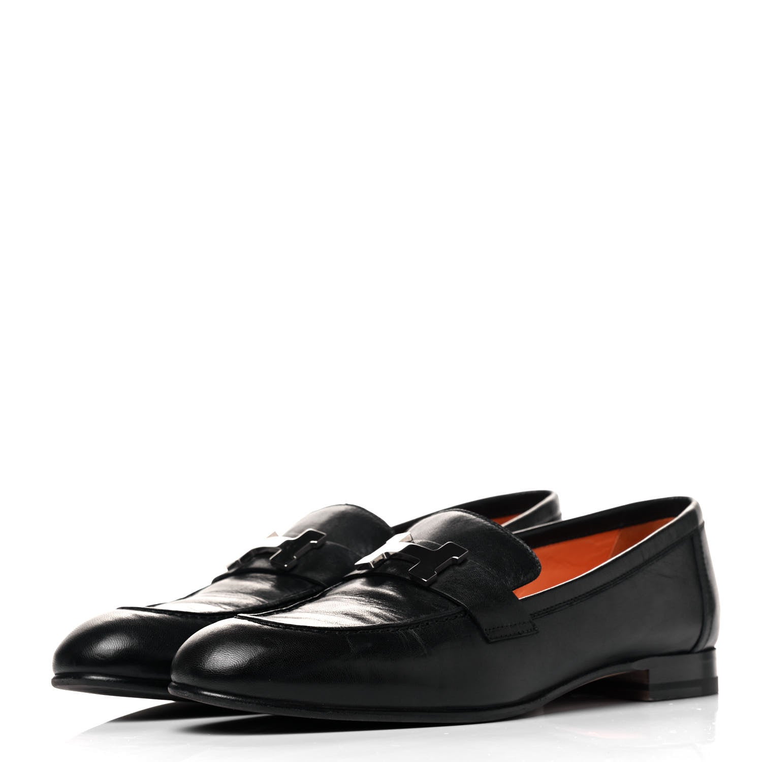Hermes Goatskin Womens Paris Loafers 38.5 Black 3 of 7